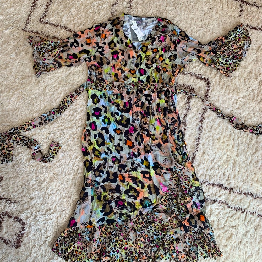 Blank London animal print wrap dress